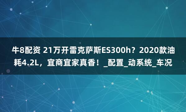 牛8配资 21万开雷克萨斯ES300h？2020款油耗4.2L，宜商宜家真香！_配置_动系统_车况